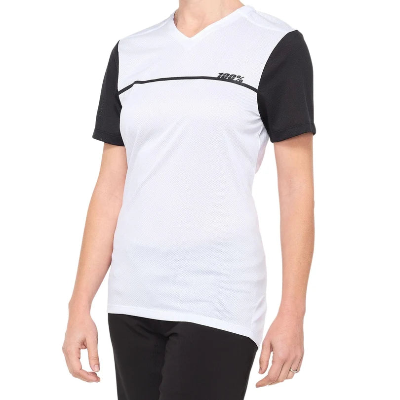 100% Ridecamp Short Sleeve MTB Jersey - Womens - White-Black - Prior Season