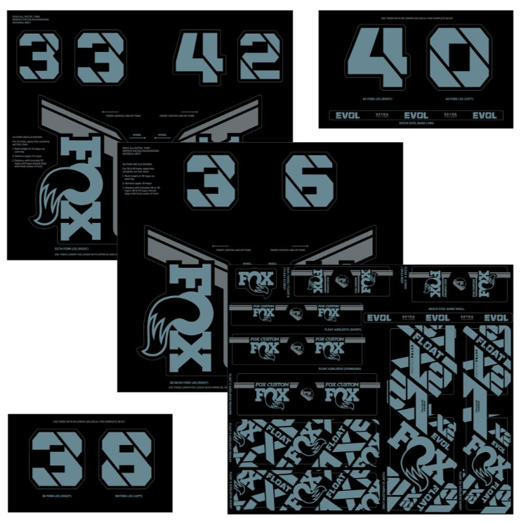 Fox Suspension Fork and Shock AM Custom Decal Kit - Storm Blue