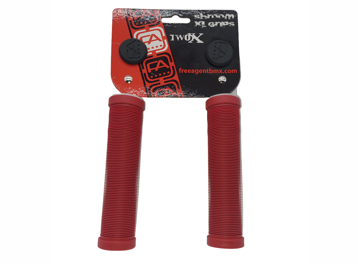 Free Agent Flangeless Shroom XL BMX Grips - Bright Red