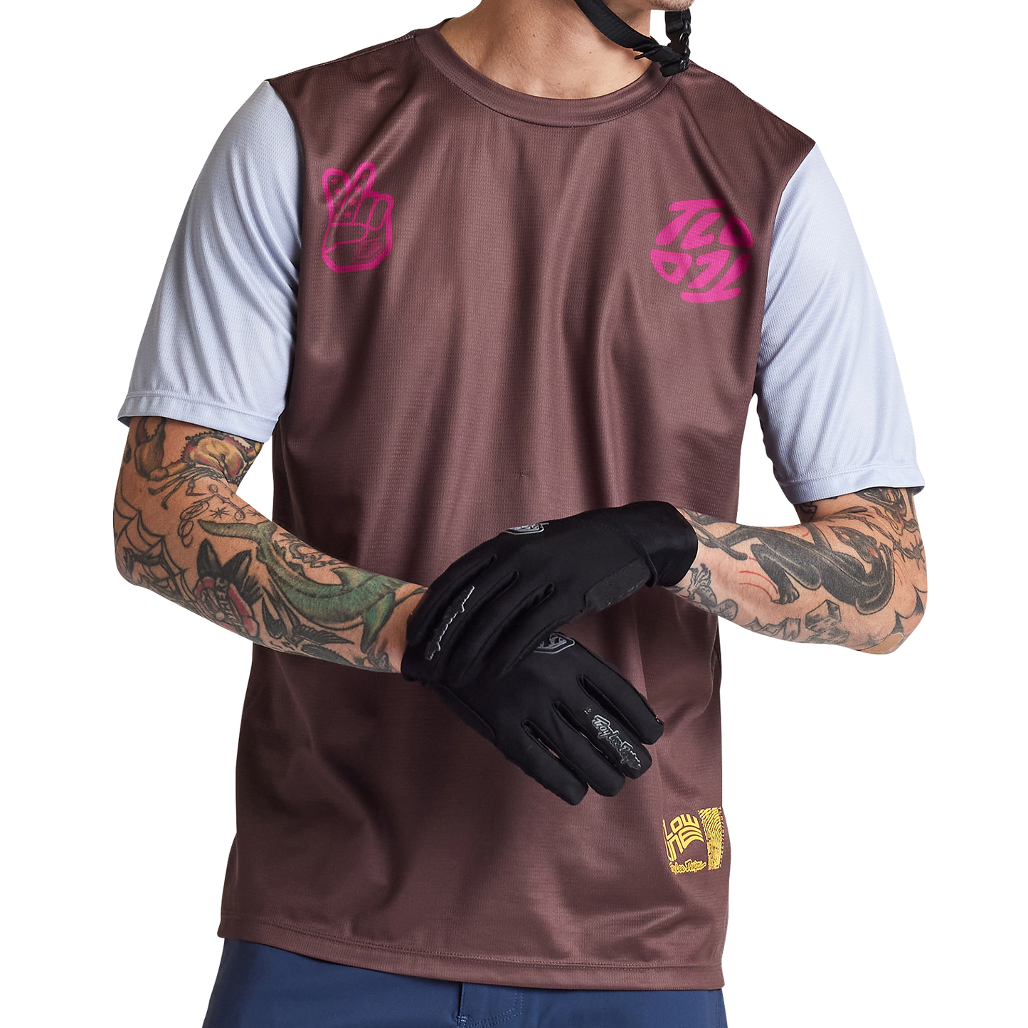 Troy Lee Designs Flowline Short Sleeve MTB Jersey - Flipped - Chocolate
