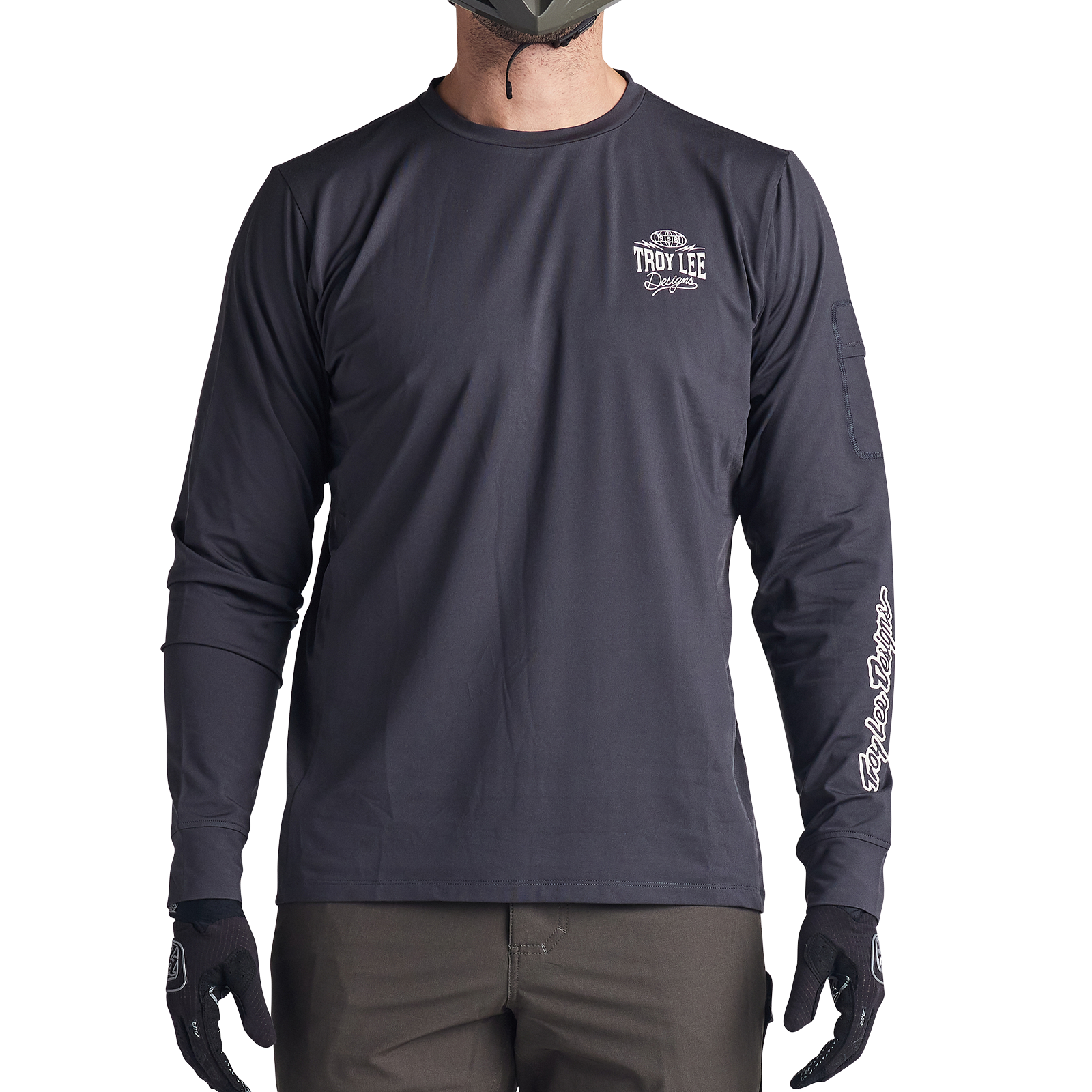 Troy Lee Designs Ruckus Long Sleeve Ride Tee - Bolts - Carbon 