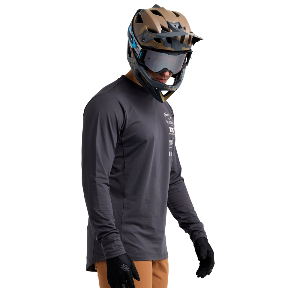 Troy Lee Designs Ruckus Long Sleeve Ride Tee - Destroy - Carbon