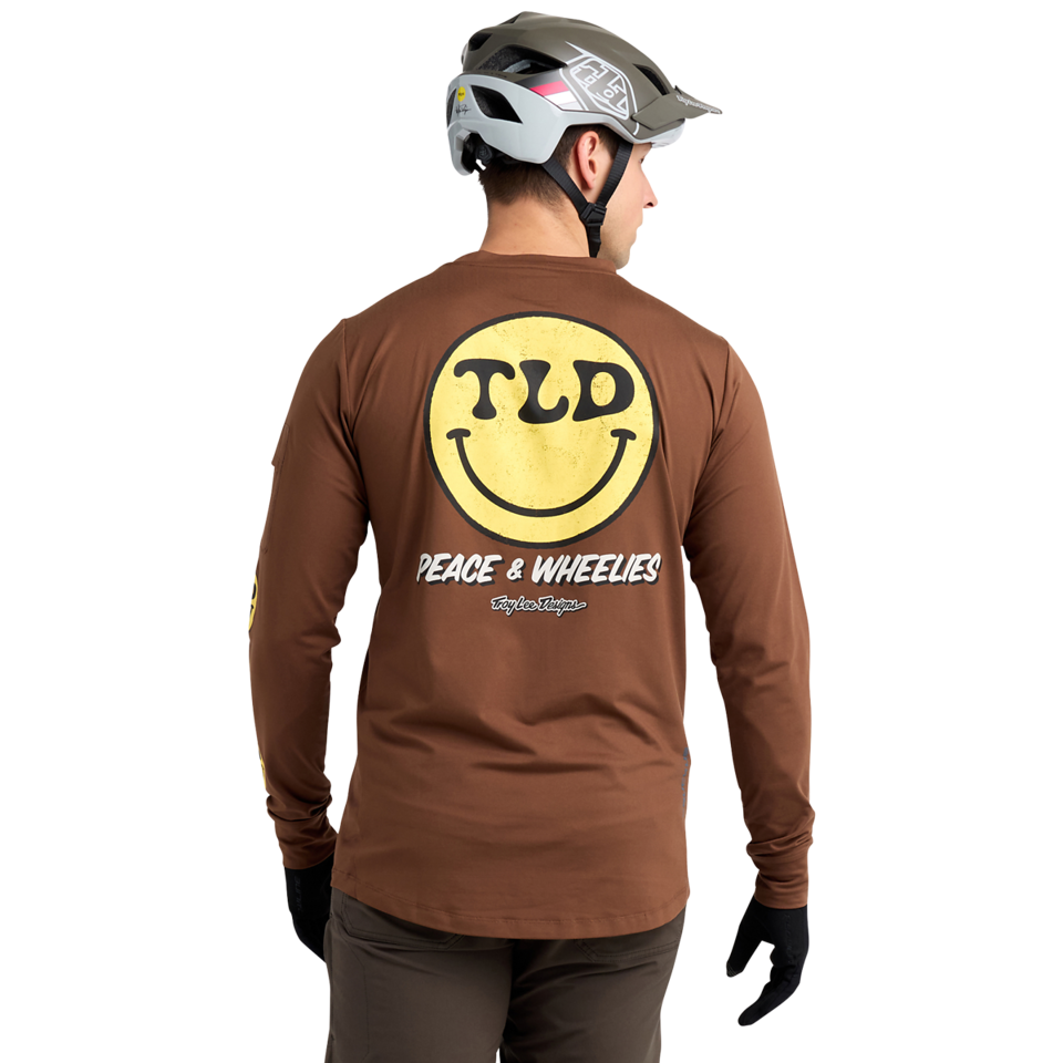 Troy Lee Designs Ruckus Long Sleeve Ride Tee - Wheelies - Chocolate