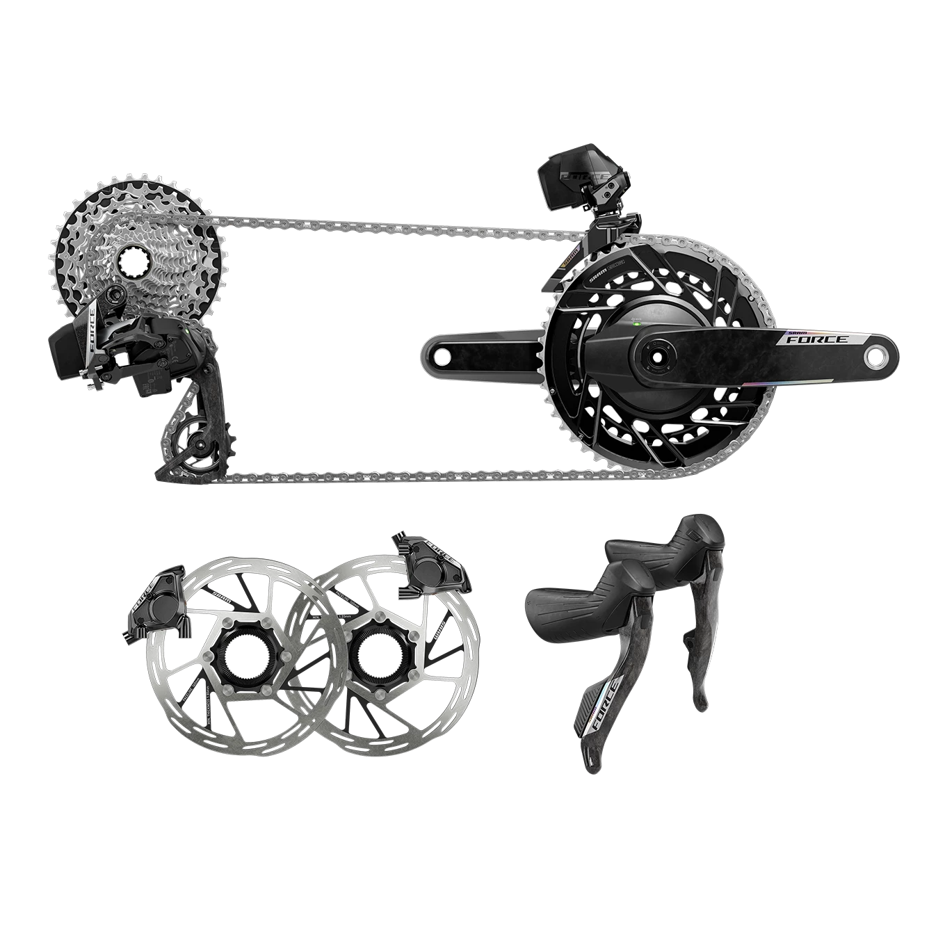 SRAM Force AXS E1 HRD 2x Groupset - Black