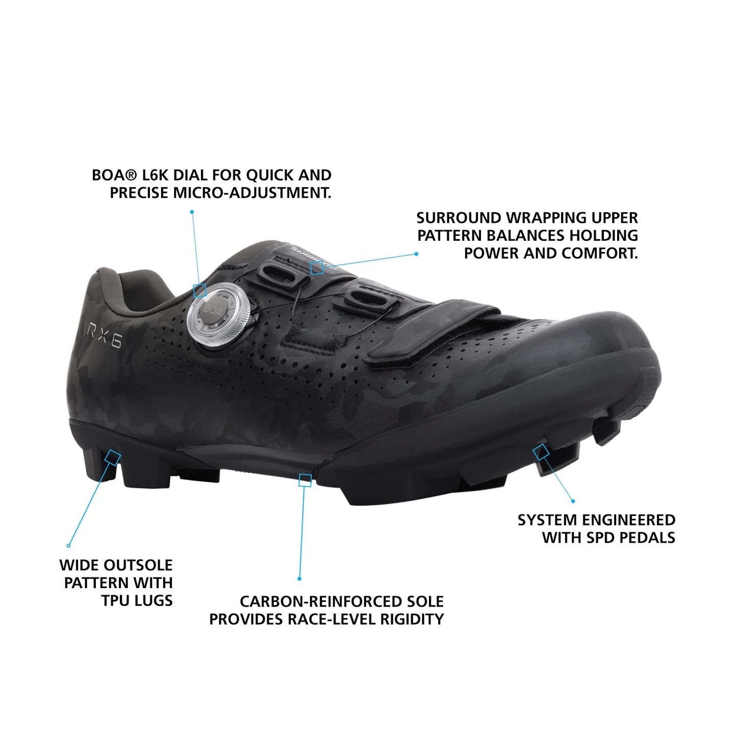 Shimano RX6E SPD Gravel Shoe - Wide - Black