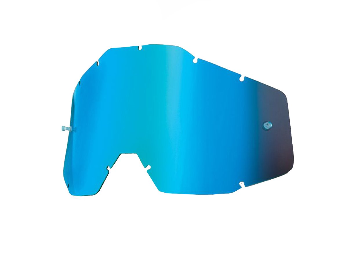100% RaceCraft/Accuri/Strata Anti-Fog Lens with Posts - Blue Mirror-Blue Blue Mirror - Blue
