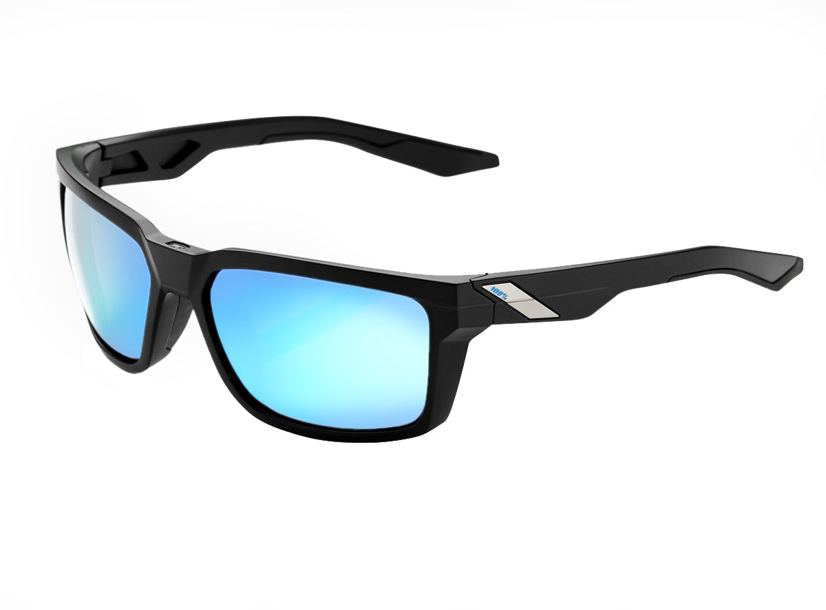 100% Daze - Matte Black Casual Sunglasses - HiPER Blue Multilayer Mirror Lens Black