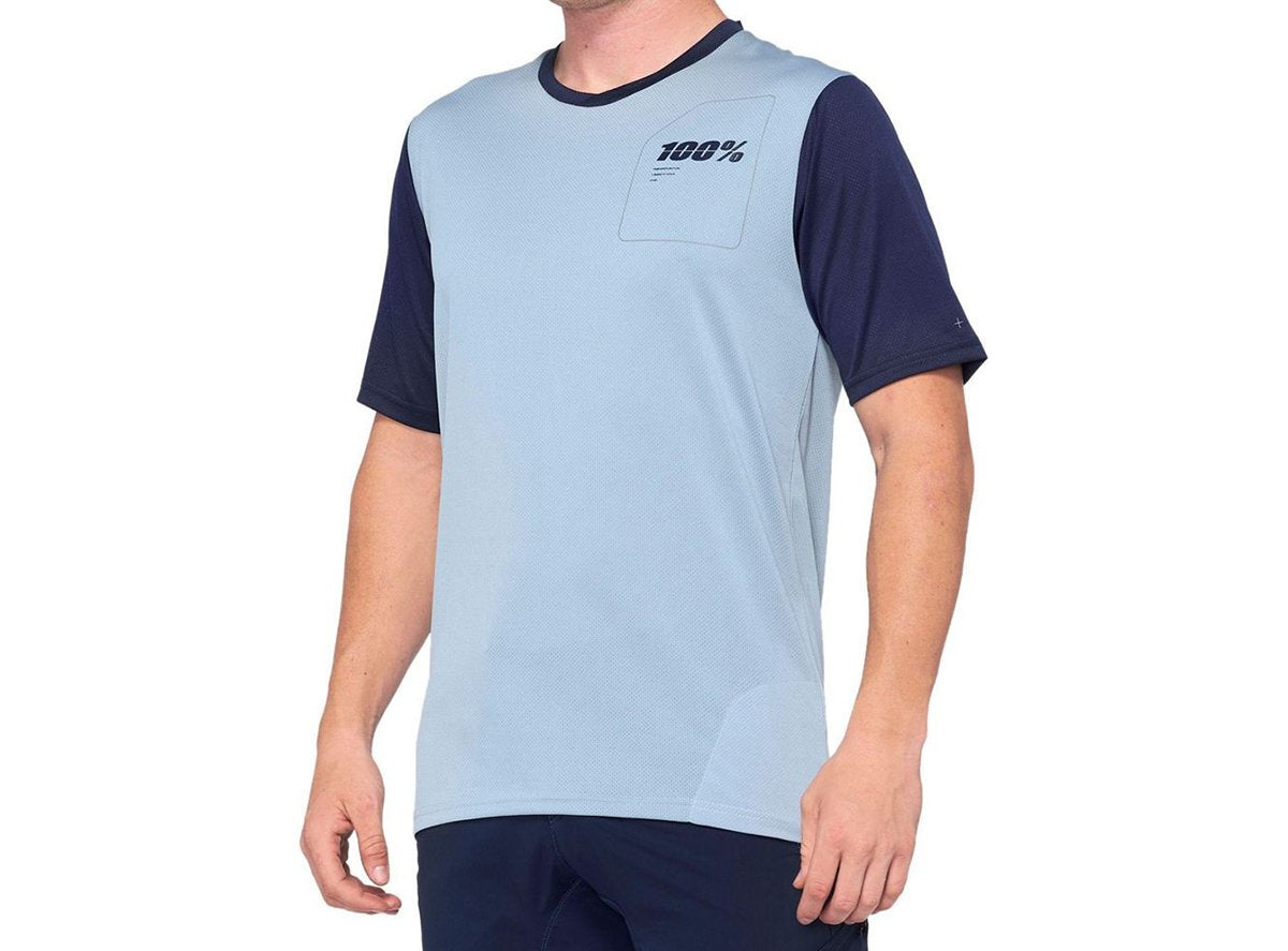 100% Ridecamp Short Sleeve MTB Jersey - Light Slate-Navy - 2020 Light Slate - Navy Small