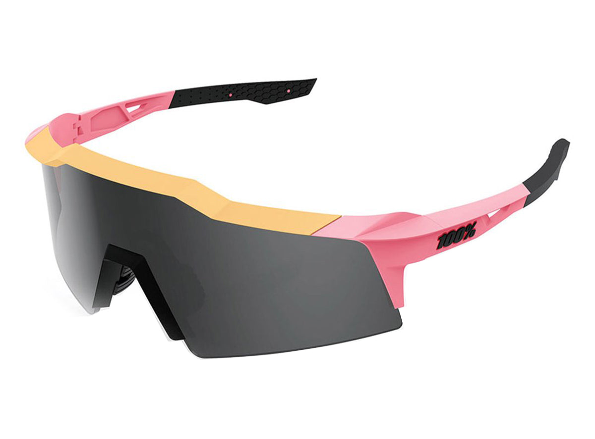 100% Speedcraft SL Performance Sunglasses - Matt Washed Out Neon Pink-Smoke Lens Pink