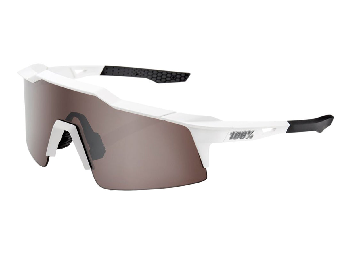 100% Speedcraft SL Performance Sunglasses - Matt White-HiPER Silver Mirror Lens White