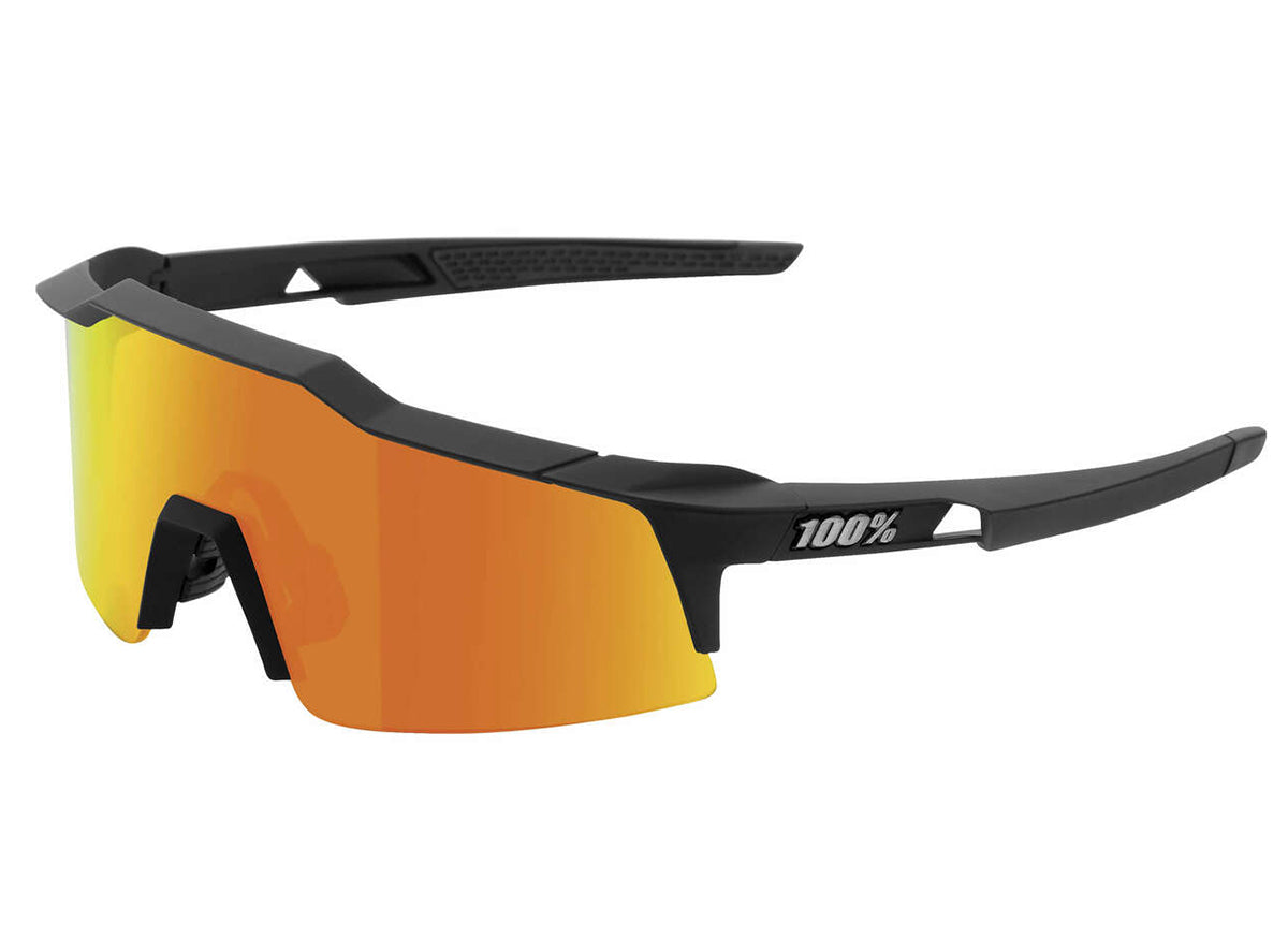100% Speedcraft SL Performance Sunglasses - Soft Tact Black-HiPER Red Multilayer Mirror Lens Black