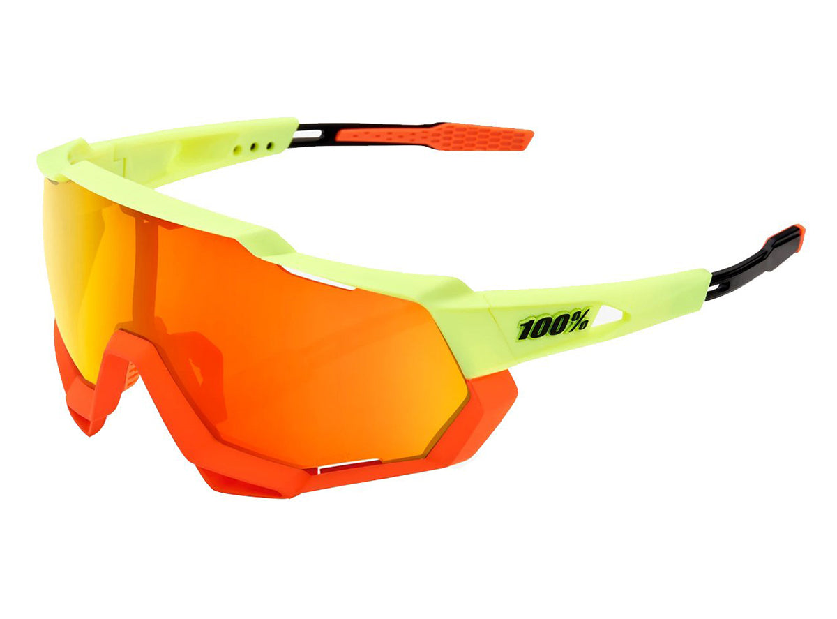 100% Speedtrap Performance Sunglasses - Soft Tact Oxyfire-HiPER Red Multilayer Mirror Lens Orange