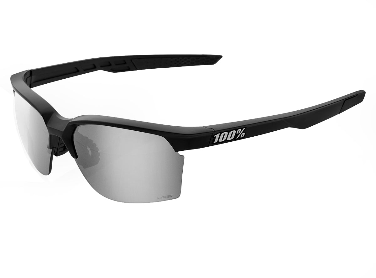100% Sportcoupe - Matte Black Performance Sunglasses - HiPER Silver Mirror Lens Black