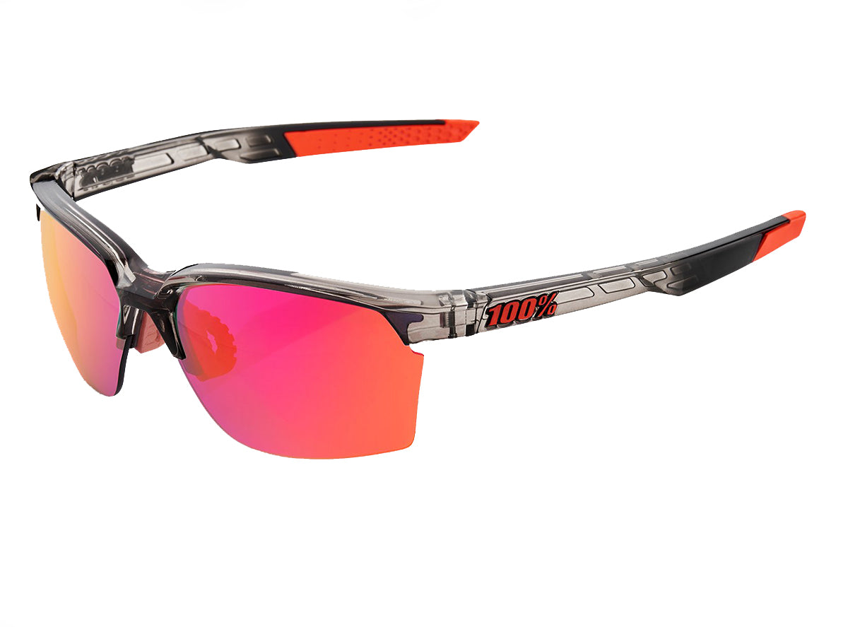 100% Sportcoupe - Polished Translucent Crystal Smoke Performance Sunglasses - Purple Multilayer Mirror Lens Gray