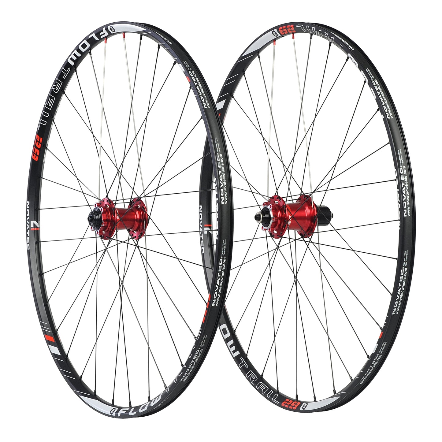 Novatec Wheelset D881SB Hub on 29" Flow Trail Rim - Pair Black 12x100mm Front & 12x142mm Rear - 32h