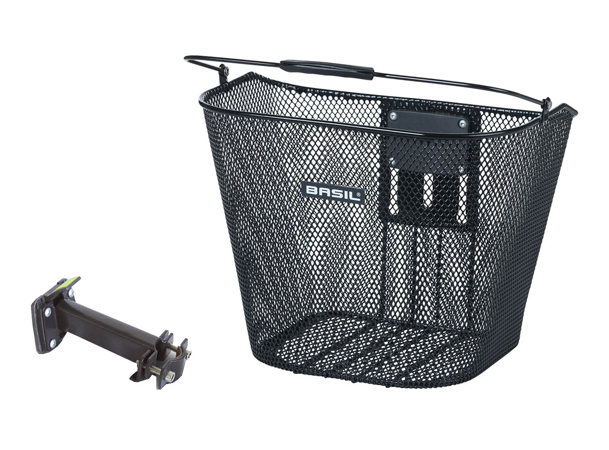 Basil Bremen Front Basket - Black Black Includes Mounting System