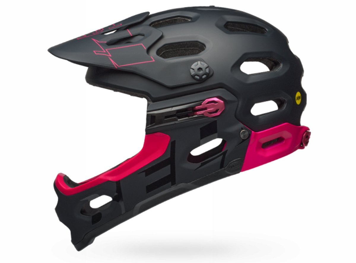 Bell Super 3R MIPS Full Face Helmet - Matt Black-Cherry Matt Black - Cherry Small