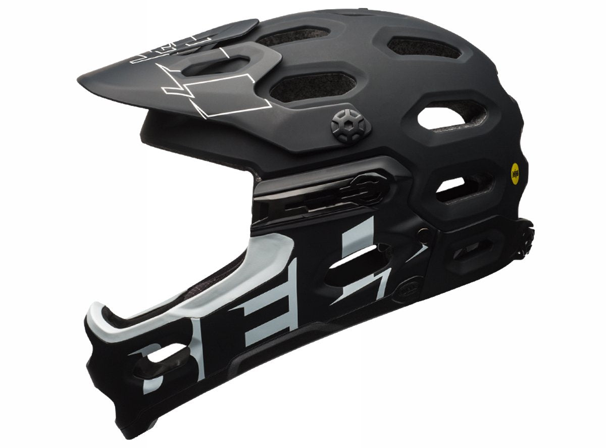 Bell Super 3R MIPS Full Face Helmet - Matt Black-White Matt Black - White Small