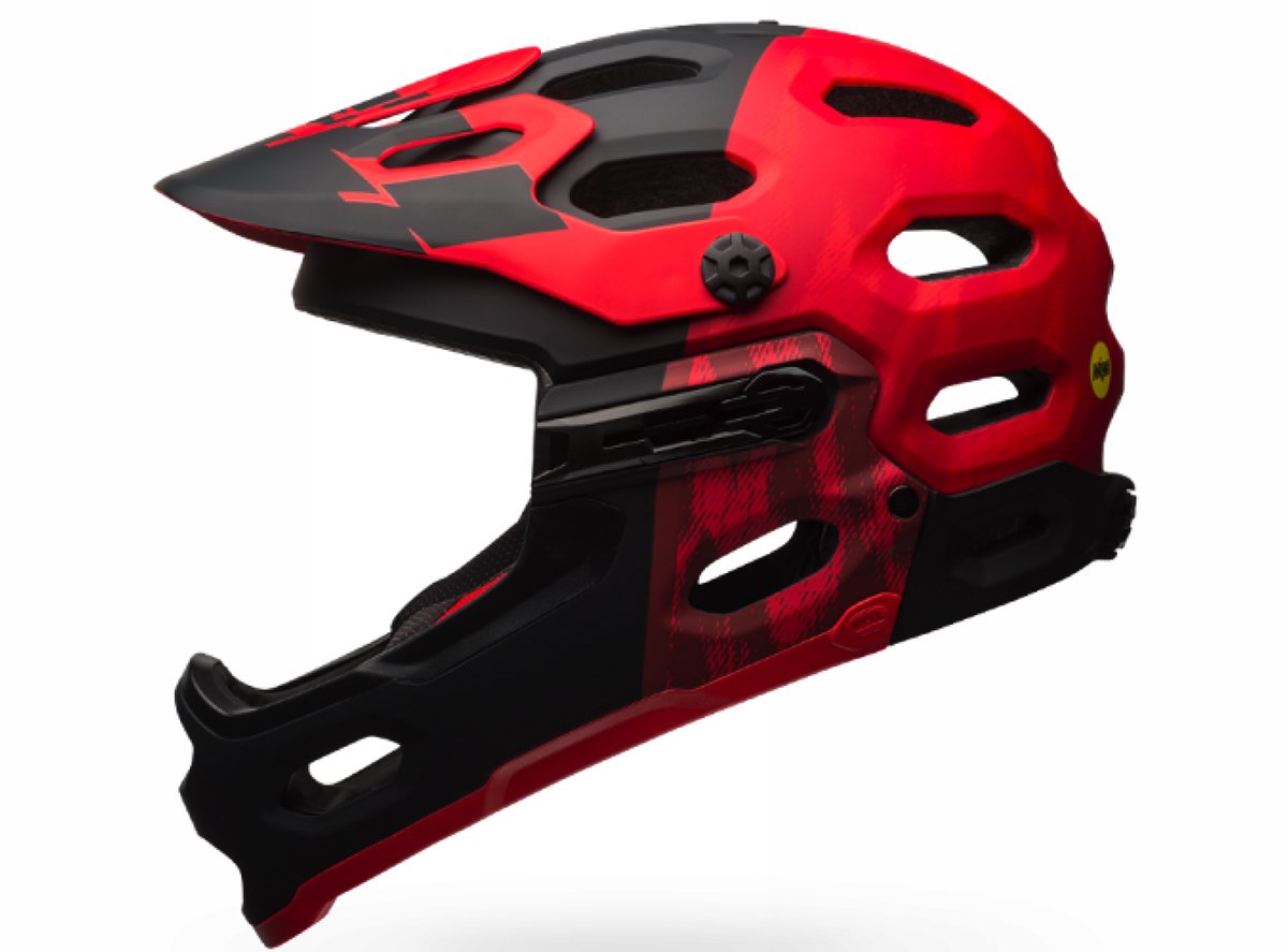Bell Super 3R MIPS Full Face Helmet - Matt Red-Marsala-Black Matt Red - Marsala - Black Small