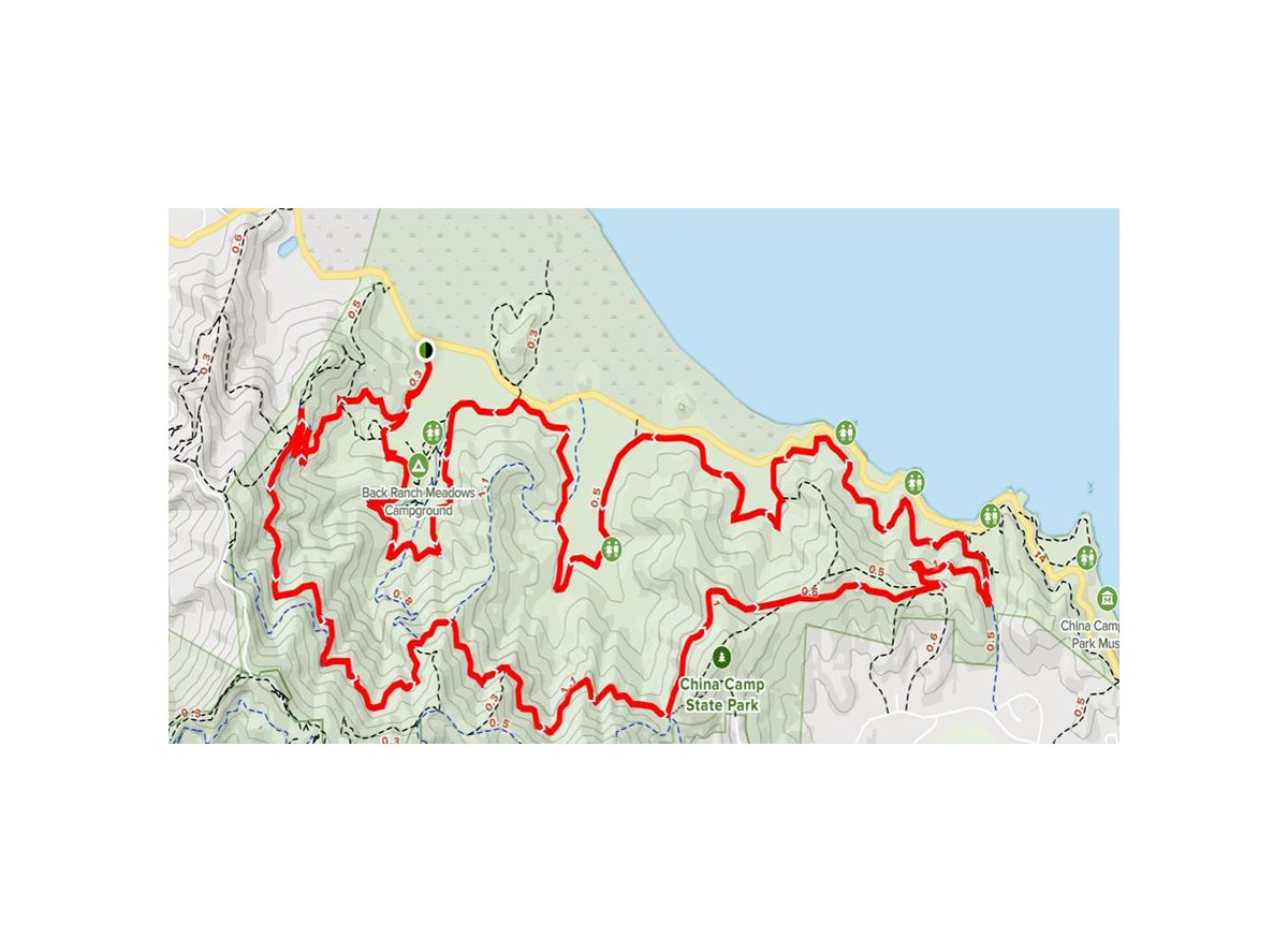 CBO China Camp State Park and San Pedro Mountain Map - CA Bay Area - Blue Blue