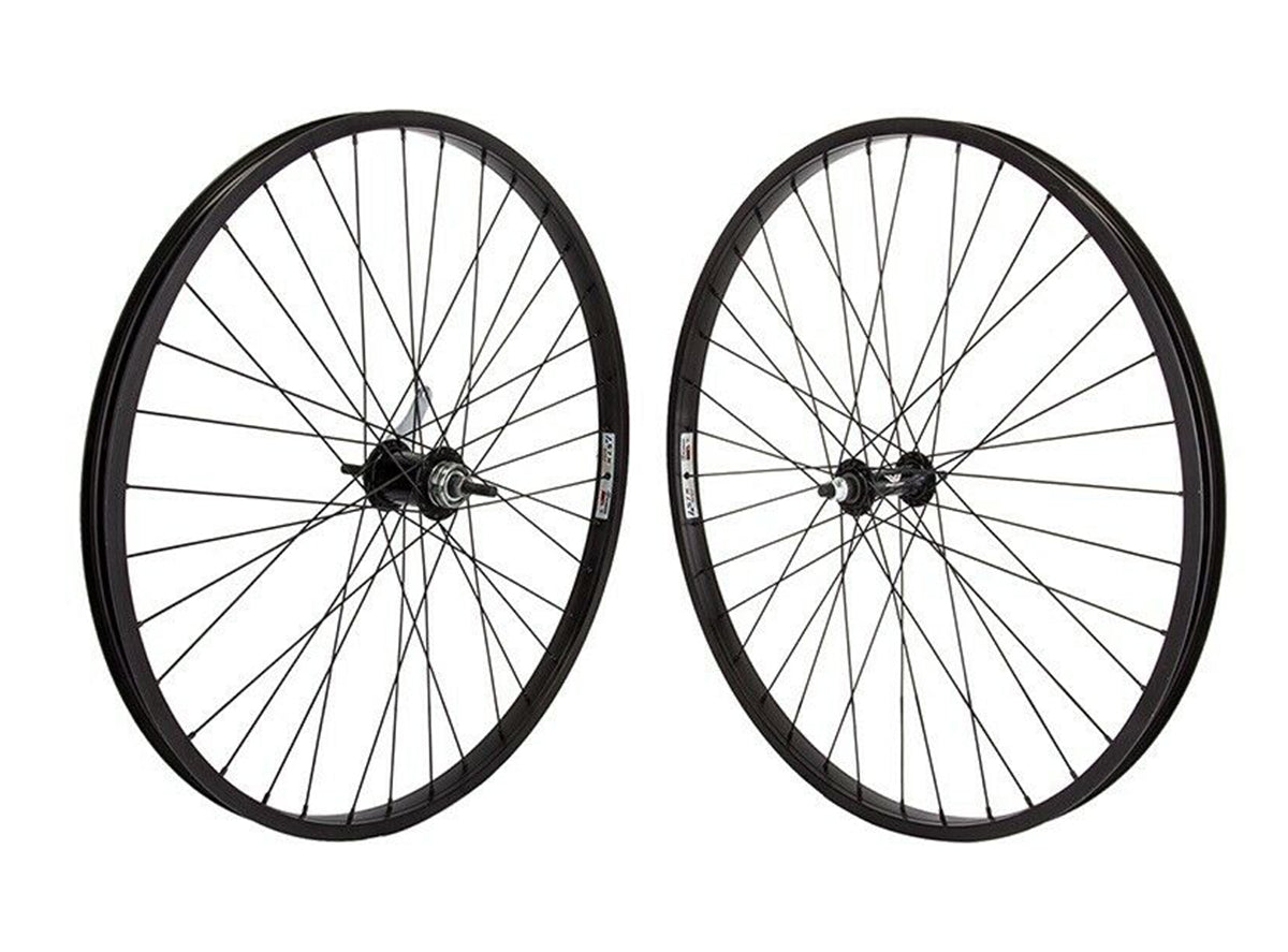 CBO Generic 26" x 1.75 Singlespeed Cruiser Wheelset - Black Black Bolt-On