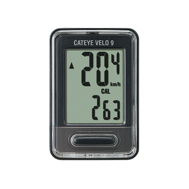 Cateye Velo 9 Bike Computer - Wired - Black Black 9 Function