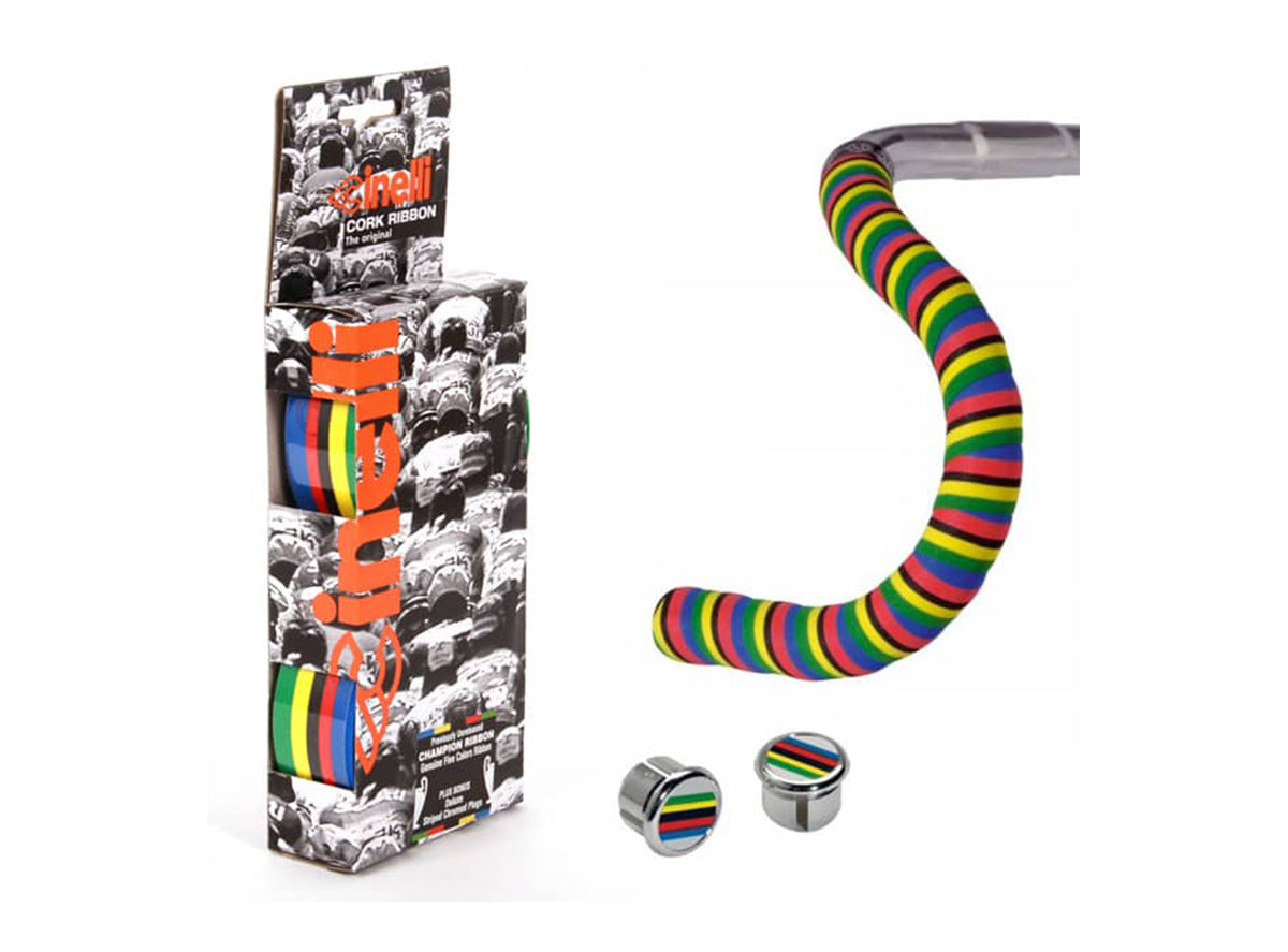 Cinelli Cork Bar Tape - World Champion Stripes - Rainbow Rainbow 180cm