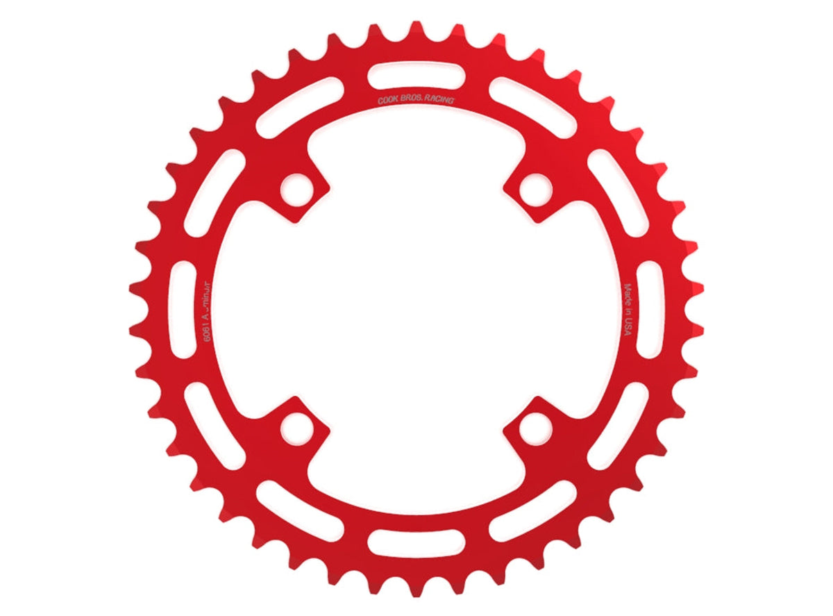 Cook Bros Racing 6061 Alloy Chainring - 3/32" - Red Red 38t