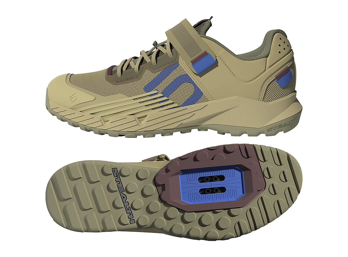 Five Ten Trailcross Clip-In MTB Shoe - Beige Tone-Blue Rush-Orbit Green - 2022