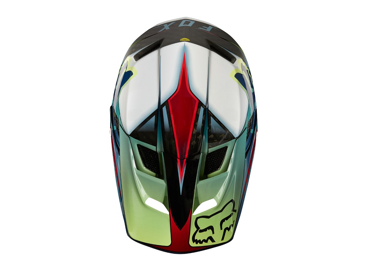 Fox Racing Rampage Pro Carbon Kustom Full Face Helmet - White-Red-Black