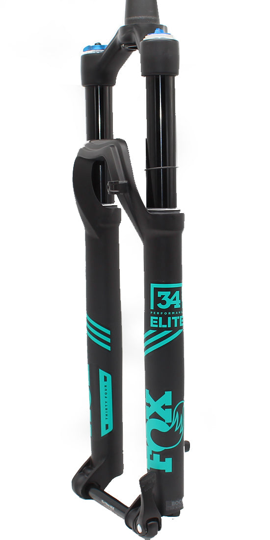 Fox Suspension 34 Float 120 Performance Elite 29" 15QRx110 - Matt Black-Emerald Decals Matt Black - Emerald Decals 1.5" Tapered Anodized Finish - 3-Pos-Adj - FIT4 - 1.5" Tapered - 51mm Rake