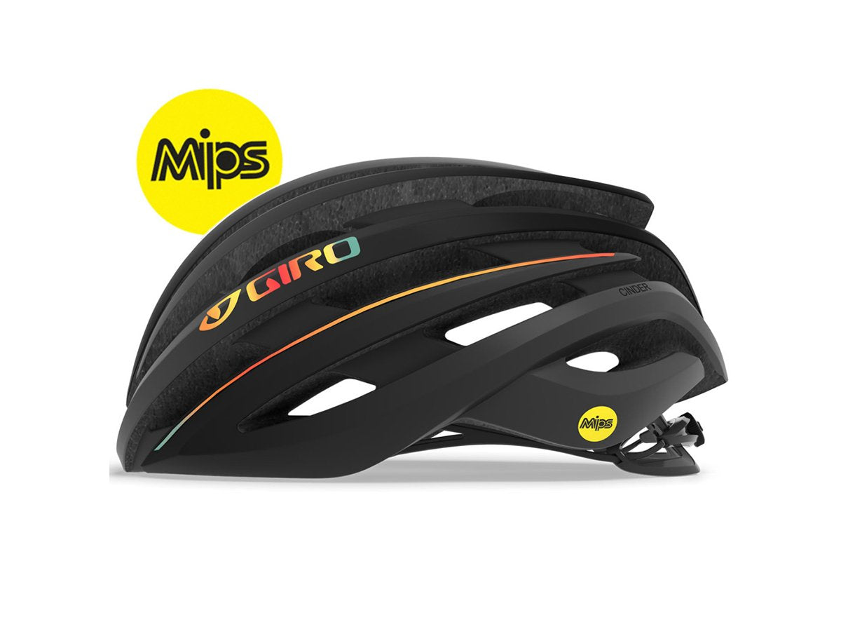 bike helmet 2019 giro Giro Cinder MIPS Road Helmet - Matt Gray-Fire Chrome