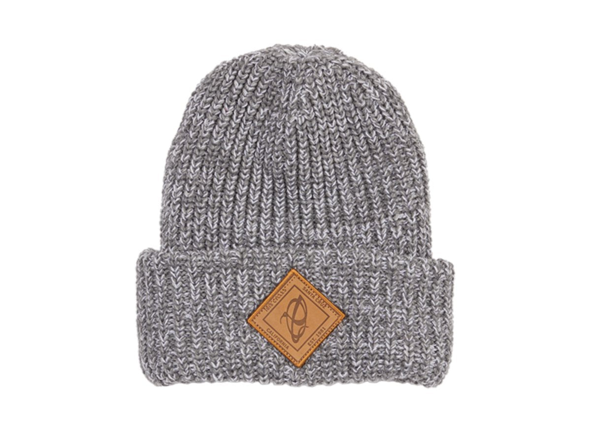 Ibis Chunky Knit Leather Patch Beanie - Gray Gray One Size