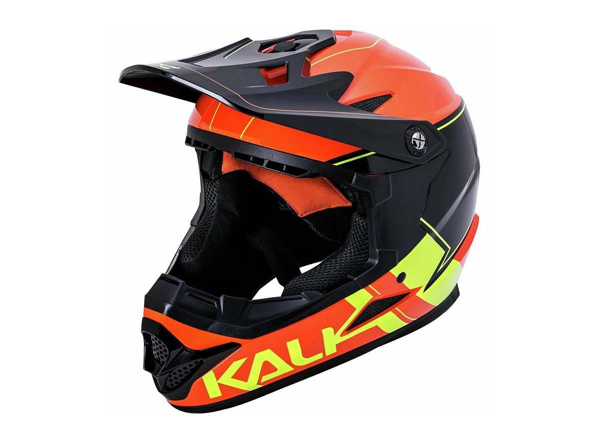 Kali Zoka Full Face Helmet - Switchback - Youth - Gloss Orange-Flo Yellow-Black Gloss Orange - Flo Yellow - Black Medium
