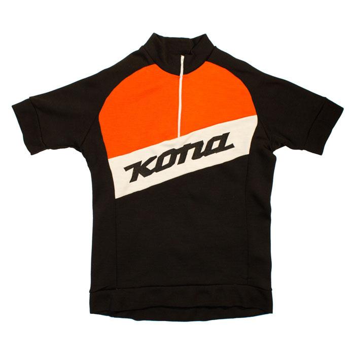Kona Raglan Short Sleeve Merino Jersey - Black-Orange Black - Orange Medium