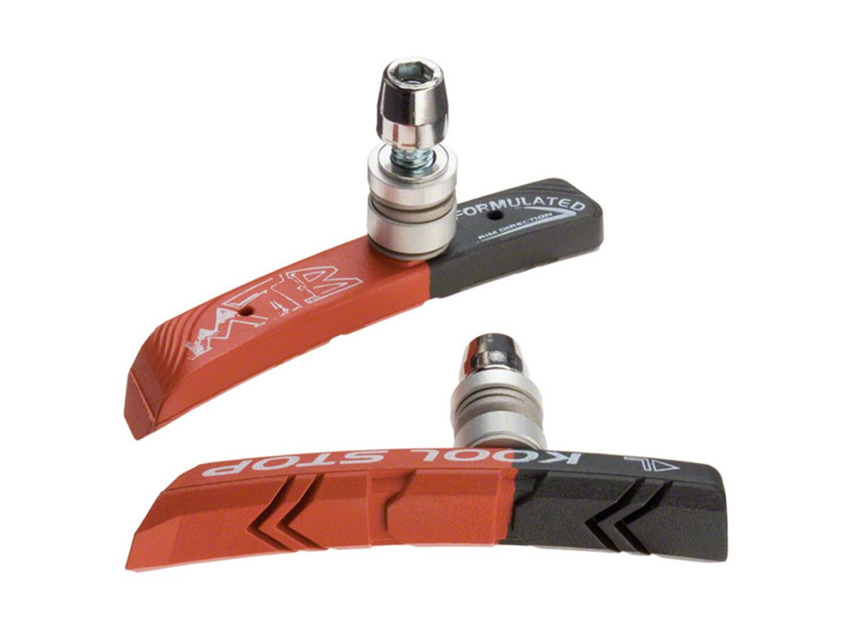 Kool Stop MTB V-Brake Pads - Threaded Post - Black-Salmon Black - Salmon Dual Compound