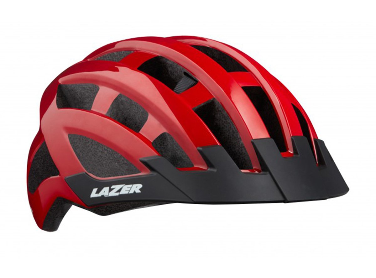 Lazer Compact DLX Commuter Helmet - Red - 2020 Red One Size Rear Mounted LED Light