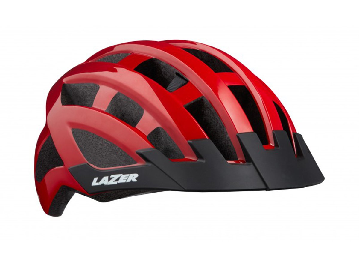 Lazer Compact Commuter Helmet - Red - 2020 Red One Size Rear Mounted LED Light