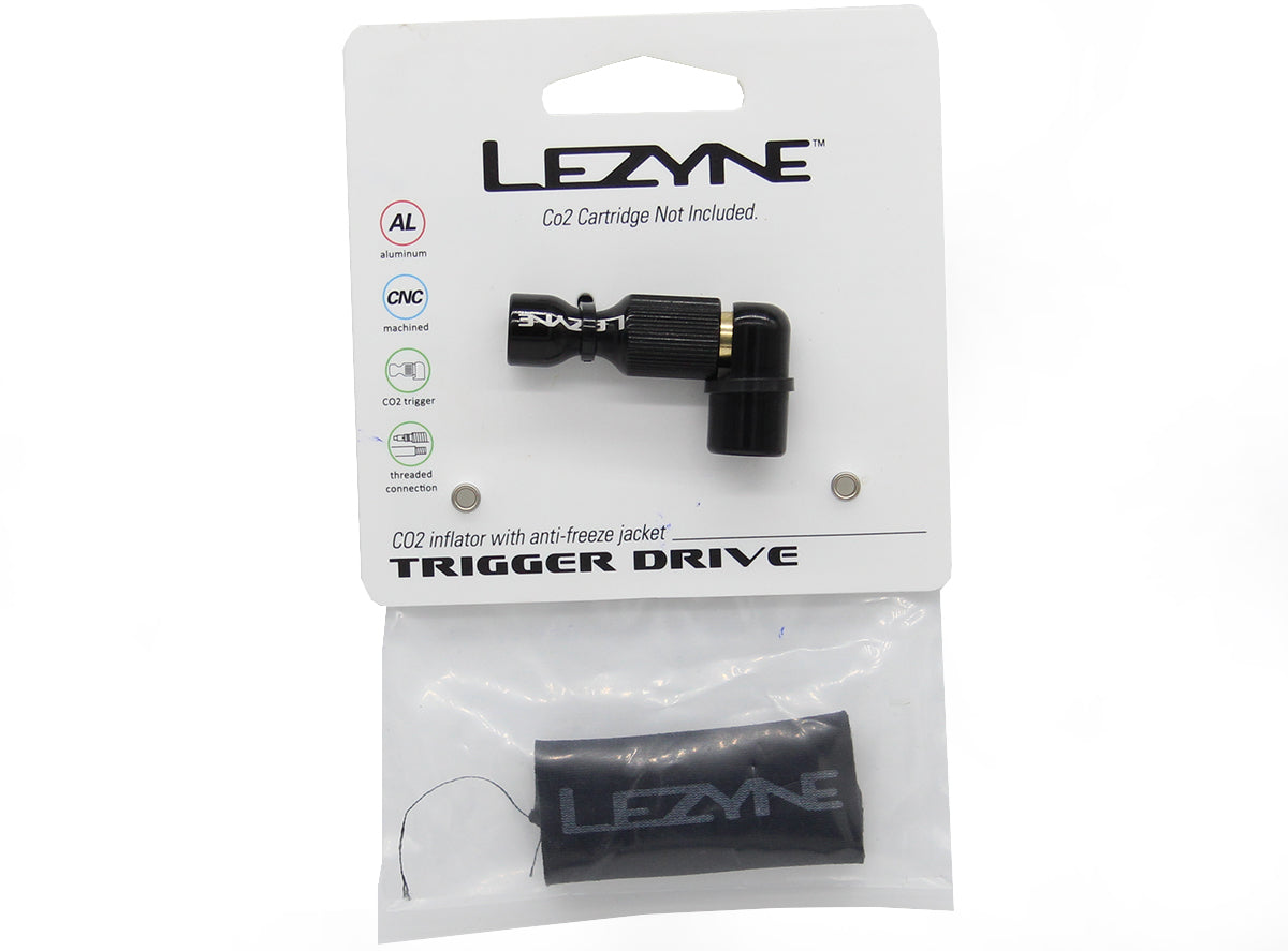 Lezyne Trigger Drive CO2 Inflator V2 - Black Black With CO2 neoprene sleeve