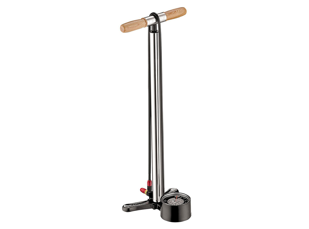 Lezyne Alloy Floor Drive Pump - Tall Silver Gloss Presta / Schrader