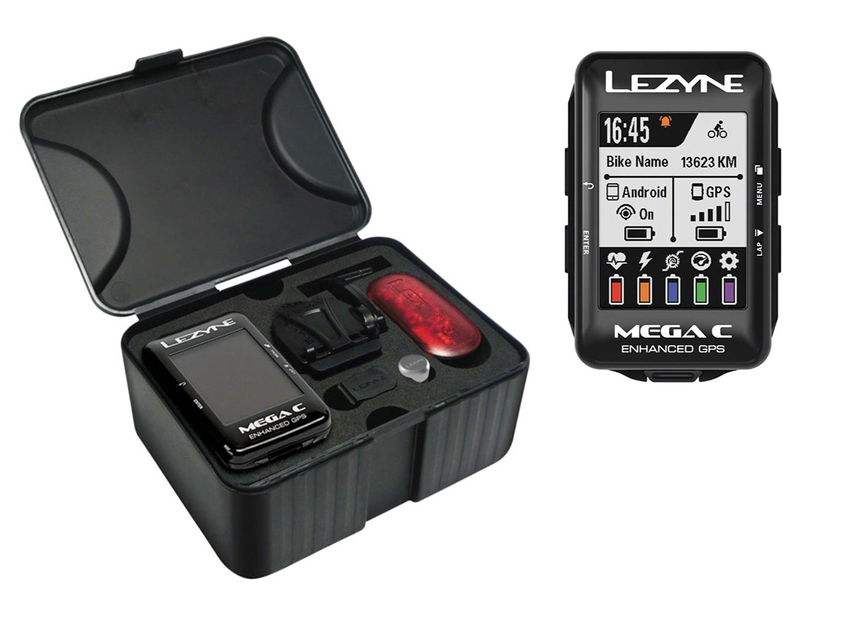 Lezyne Mega C GPS Cycling Computer - Loaded Box Black Loaded Kit