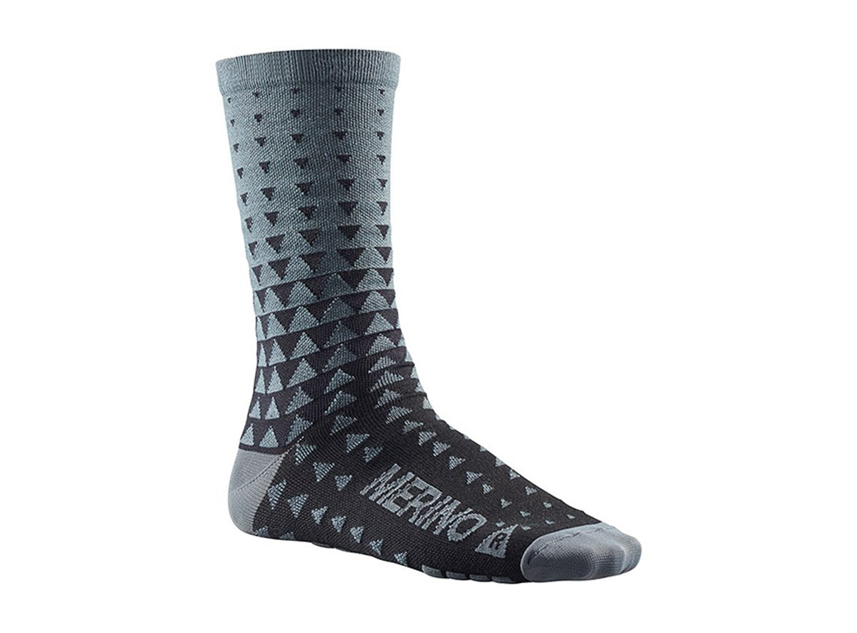 Mavic Ksyrium Merino Graphic Sock - Asphalt-Black Asphalt - Black Small