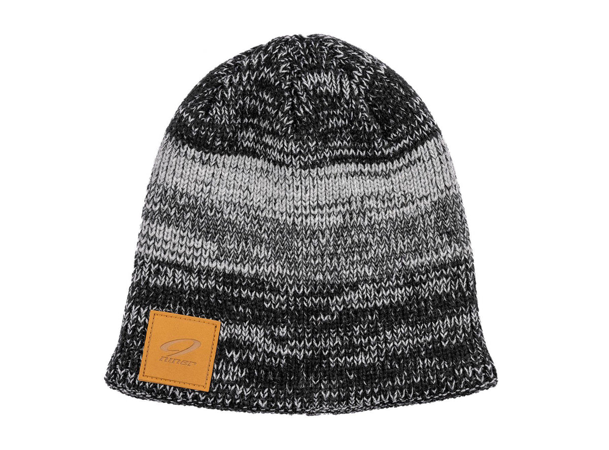 Niner Knit Beanie with Leather Patch Logo - Gray Gray One Size