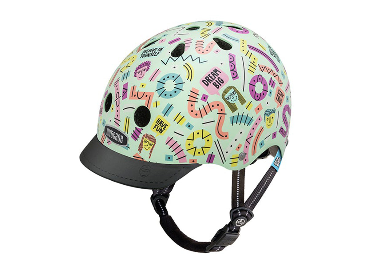 Nutcase Little Nutty Stay Positive Artist Series Street Helmet Green - Multi One Size