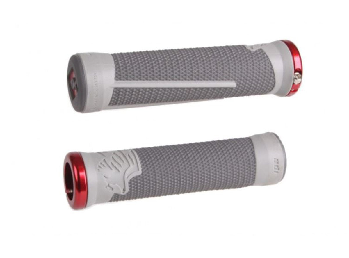 ODI AG-2 Lock-On Grips - Graphite-Red Graphite - Red Red Clamp