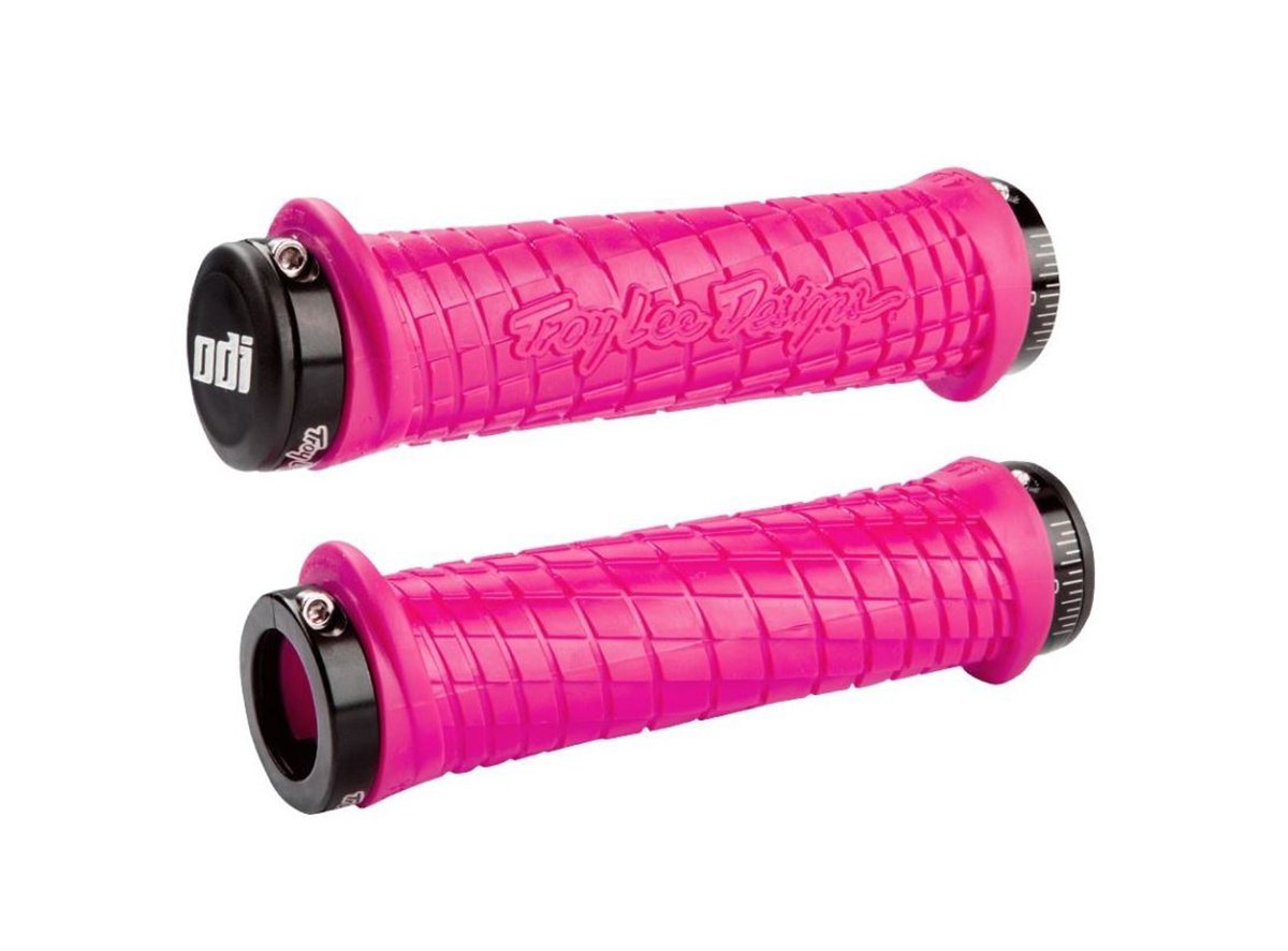 ODI Troy Lee Lock-On Bonus Pack Grips - Pink Pink Black Clamp