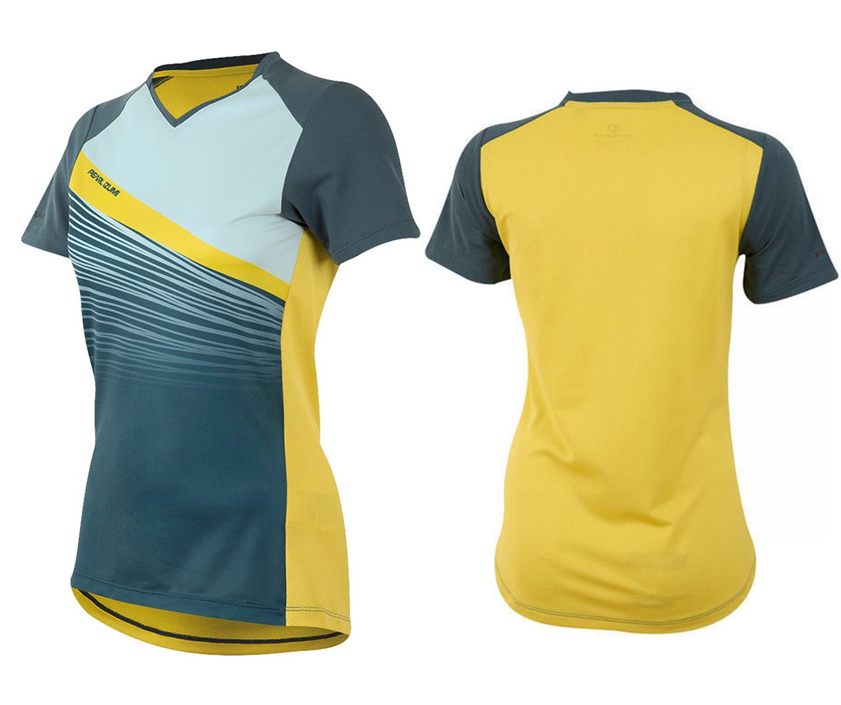 Pearl Izumi Launch Short Sleeve MTB Jersey - Womens - Blue Steel-Skylight Fracture Blue Steel - Skylight Fracture Large