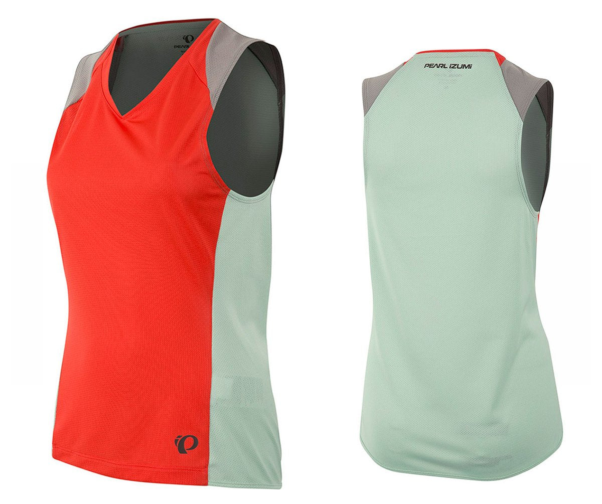 Pearl Izumi Launch Sleeveless MTB Jersey - Womens - Poppy Red-Mist Green Poppy Red - Mist Green Medium