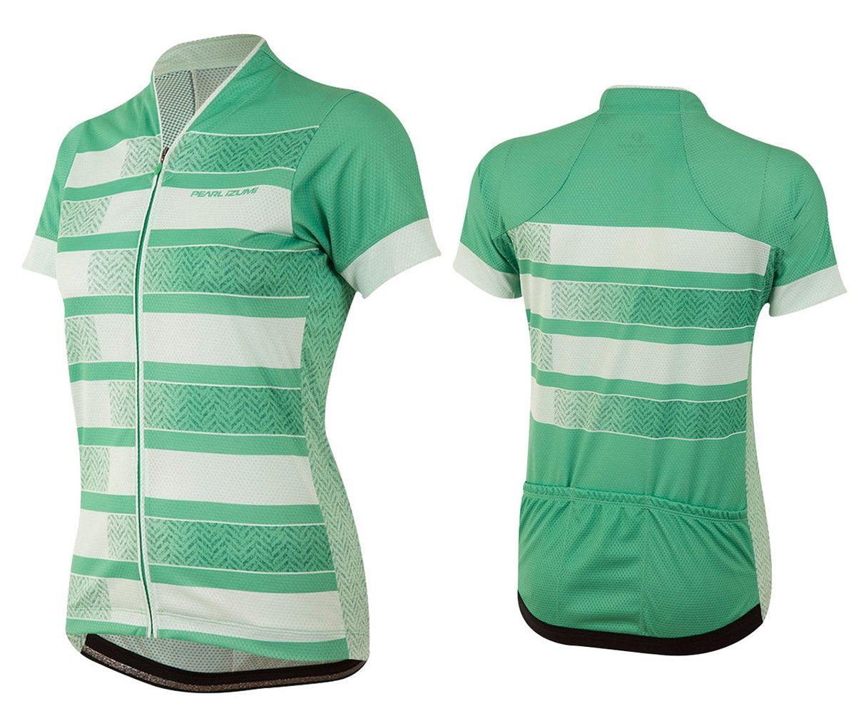 Pearl Izumi LTD Short Sleeve MTB Jersey - Womens - Green Spruce-Herringbone Stripe Green Spruce Herringbone Stripe Large