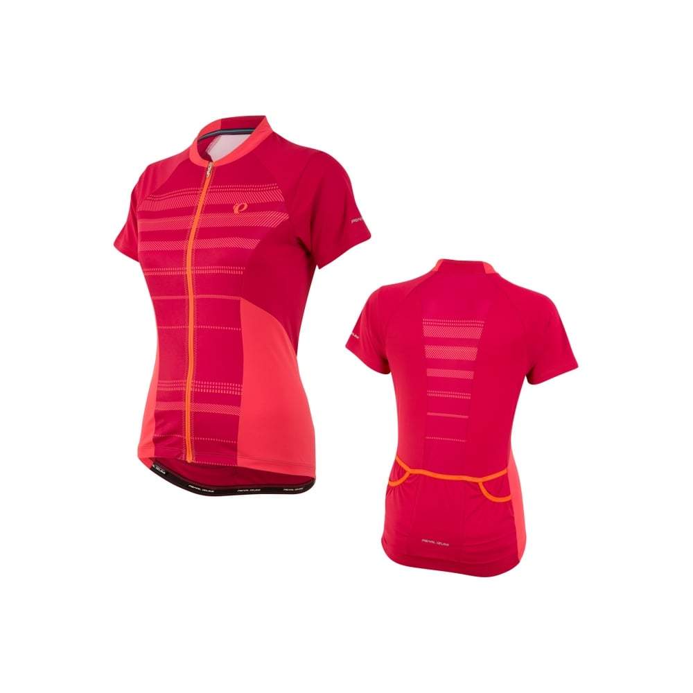 Pearl Izumi Elite Escape Short Sleeve Road Jersey - Womens - Screaming Pink Parquet Stripe Screaming Pink Parquet Stripe X-Small